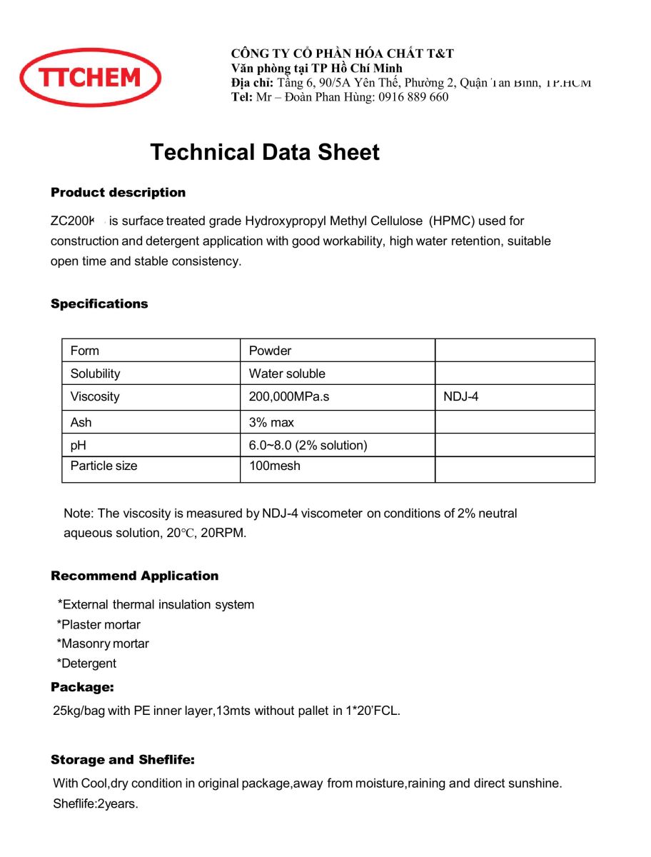 Hpmc zc200k